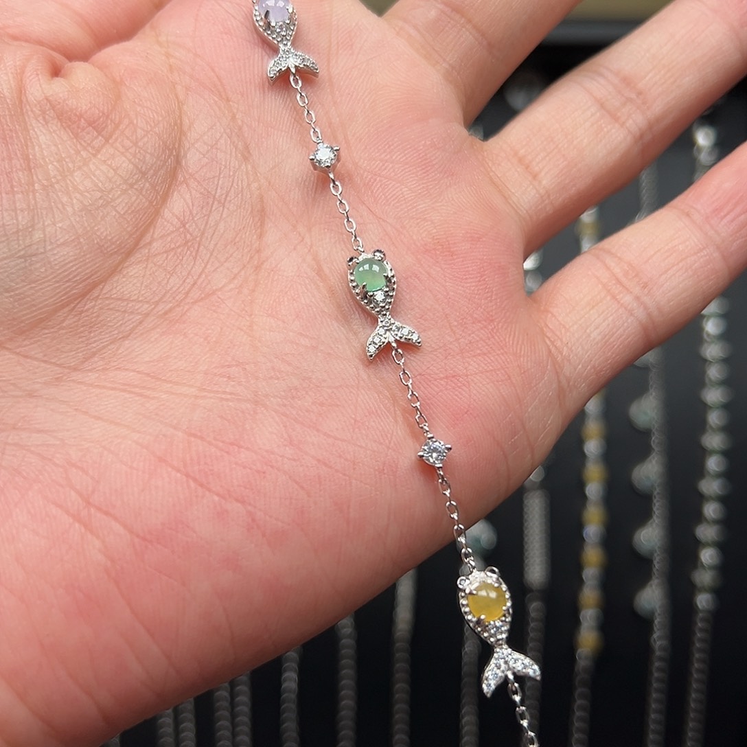 翡翠银S925镶嵌手链