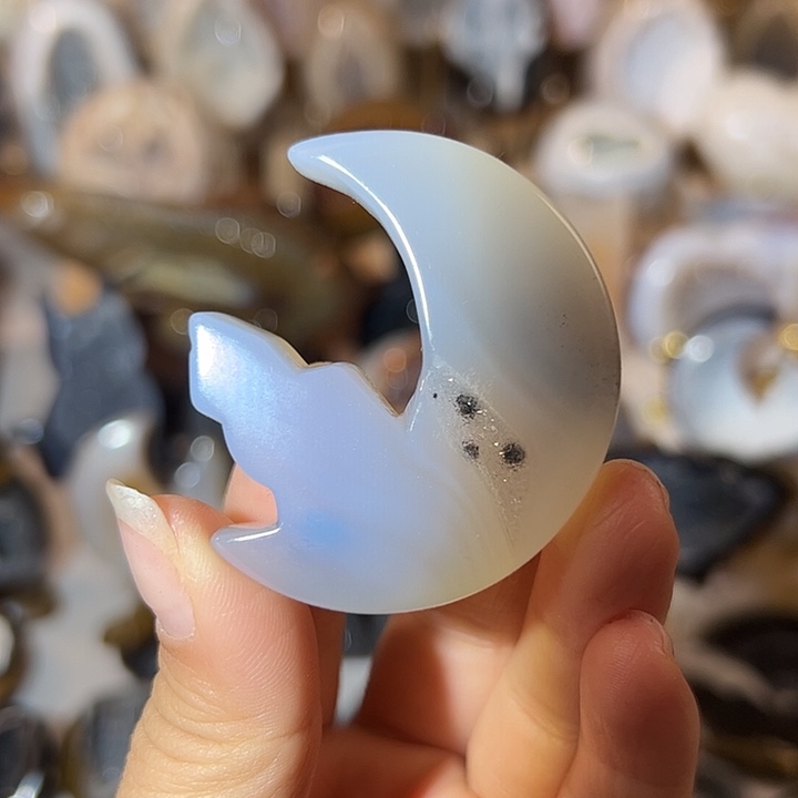 玛瑙/玉髓无未镶嵌月亮猫