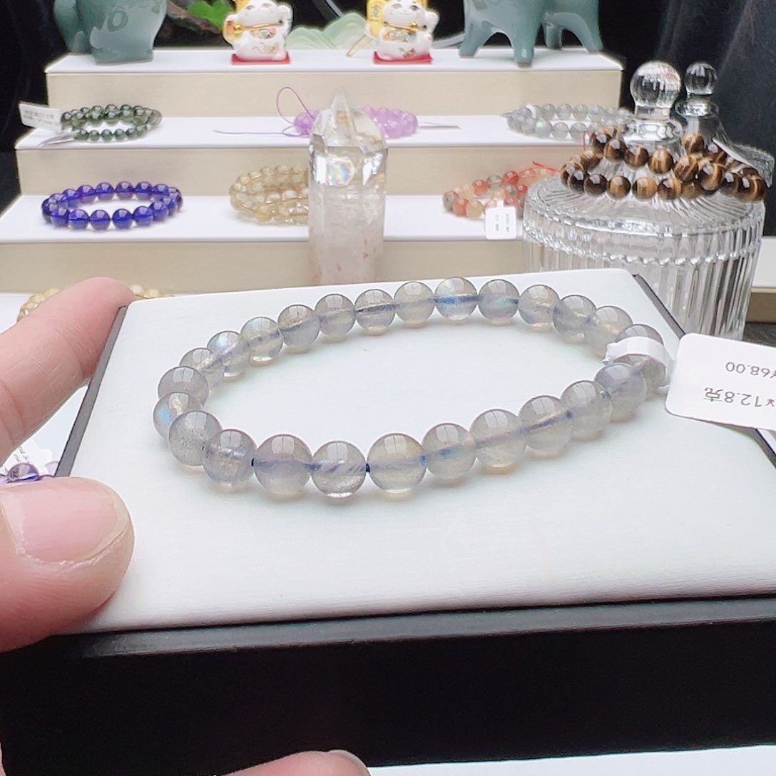 水晶手链未镶嵌灰月光单圈6m m