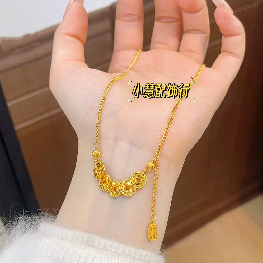 铜合金项链 【小慧家】新中式铜钱项链复古百搭时尚