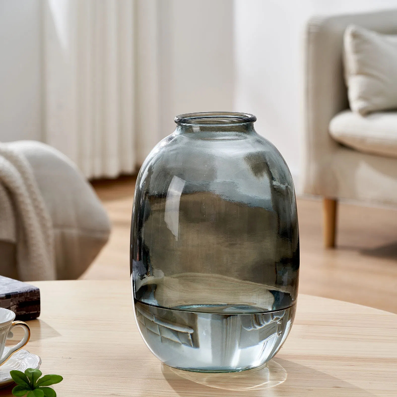 轻奢简约风玻璃花瓶客厅卧室办公室大肚加厚插花CF51光身烟灰