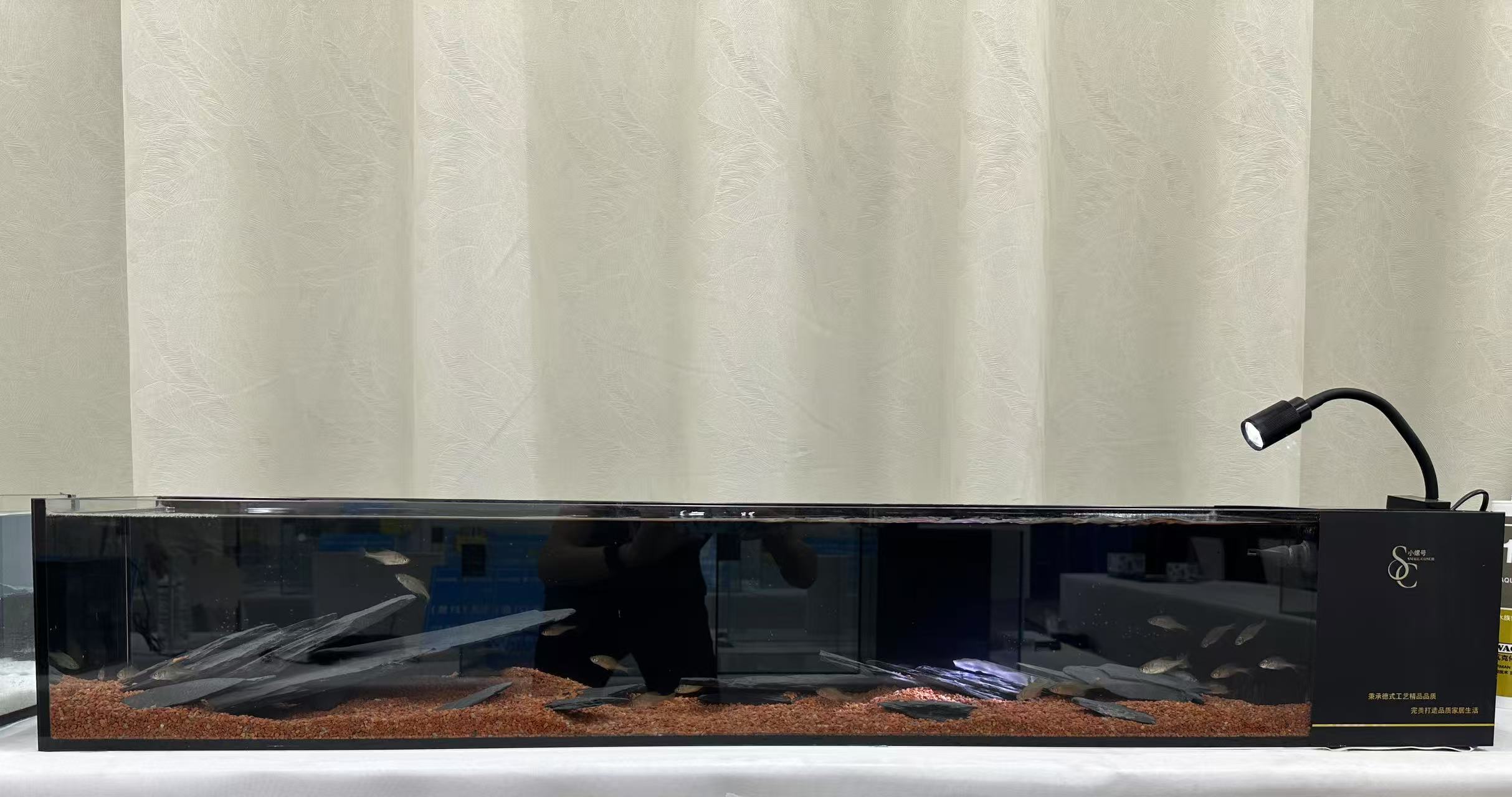 桌面溪流鱼缸+造景沙石套餐组合家用金晶五线二手鱼缸出售包邮