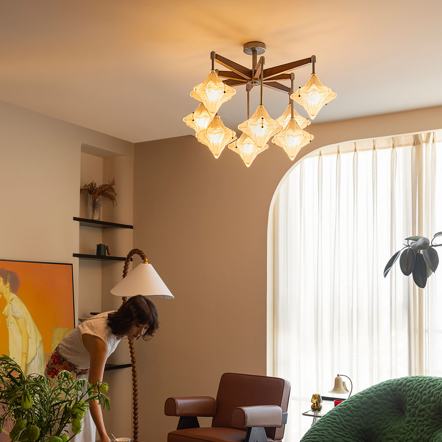 法式中古风客厅灯主灯星星吊灯卧室楼梯复式餐厅设计师高级感灯具