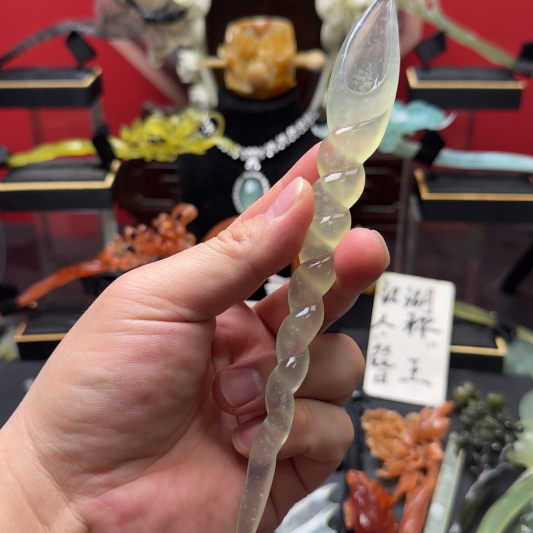 岫玉发饰未镶嵌明君玉簪就是好看