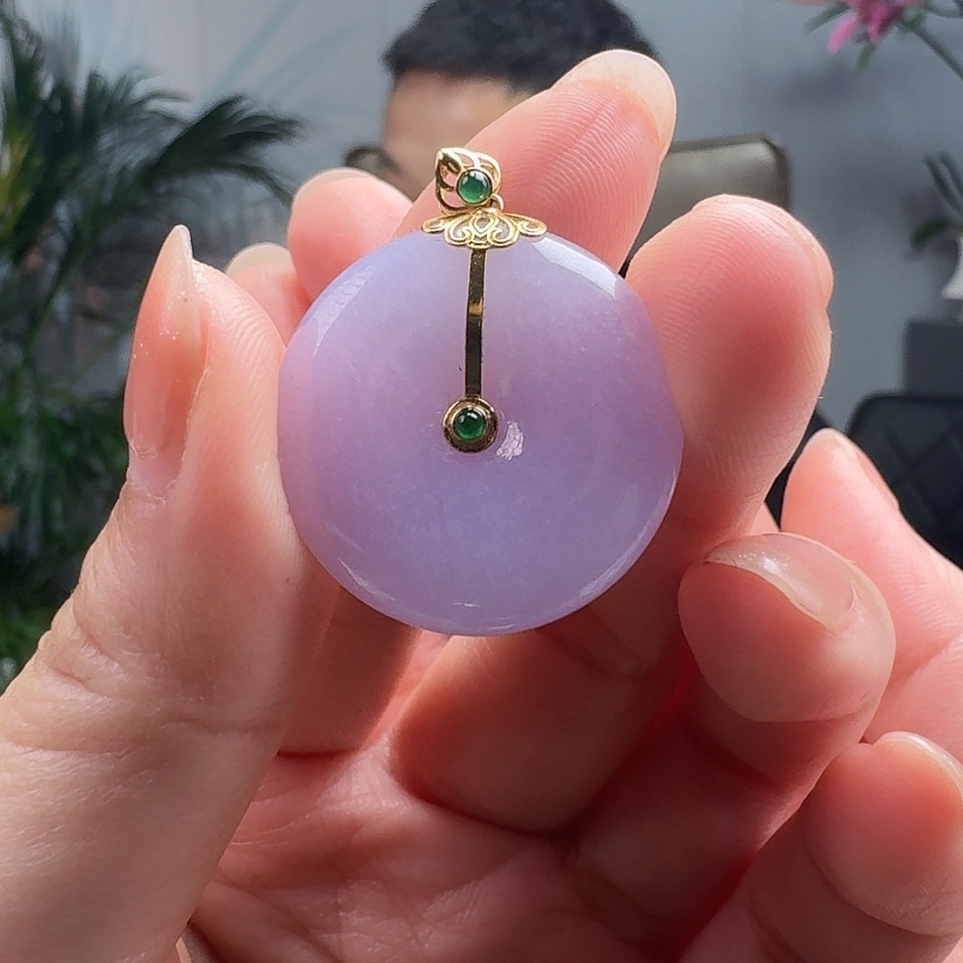 翡翠吊坠(不含链)18K金镶嵌天然