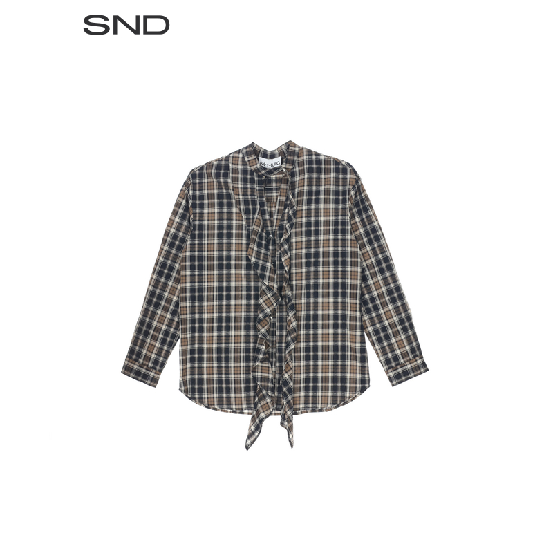 【旷臾EMMUIC 设计师品牌】SND AW25 格纹荷叶边宽松衬衫