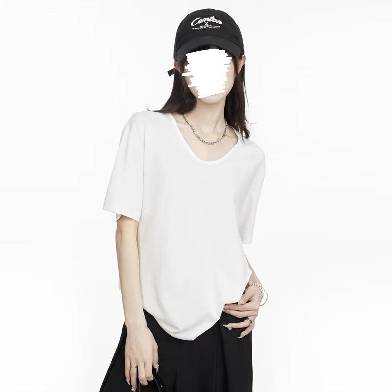 [胖鹅张]百搭宽松前短后长u下摆T恤 #7592[实物以直播间展示为准]