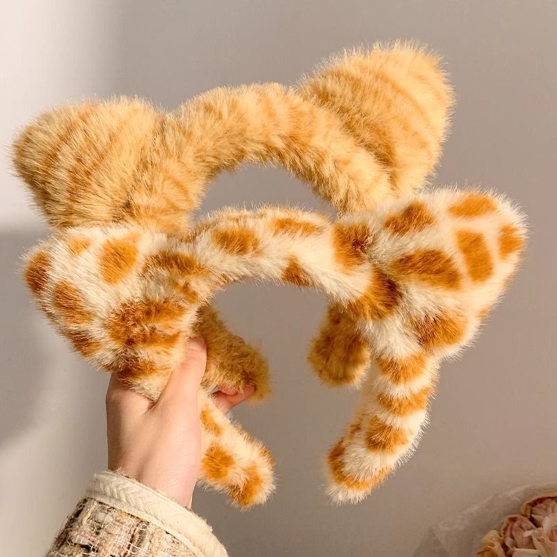 秋冬老虎猫耳朵毛绒发箍女洗脸化妆专用显脸小发饰头箍发箍发饰女