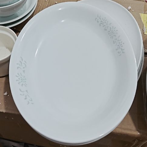 瓷玲珑青色12寸鱼盘两个微瑕疵