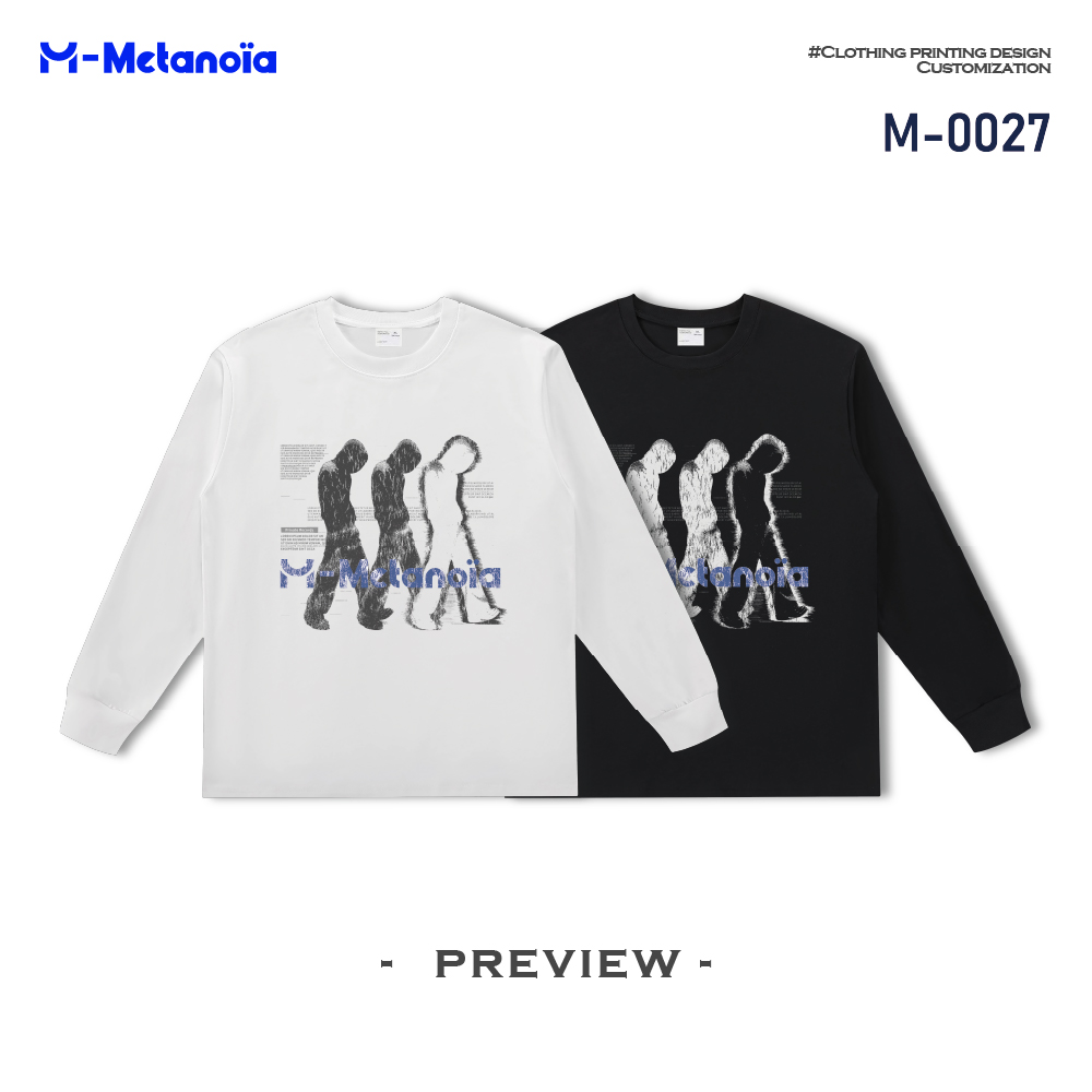 Metanoia【帽衫人像】数码直喷纯棉重磅宽松版印花T恤百搭潮流长袖