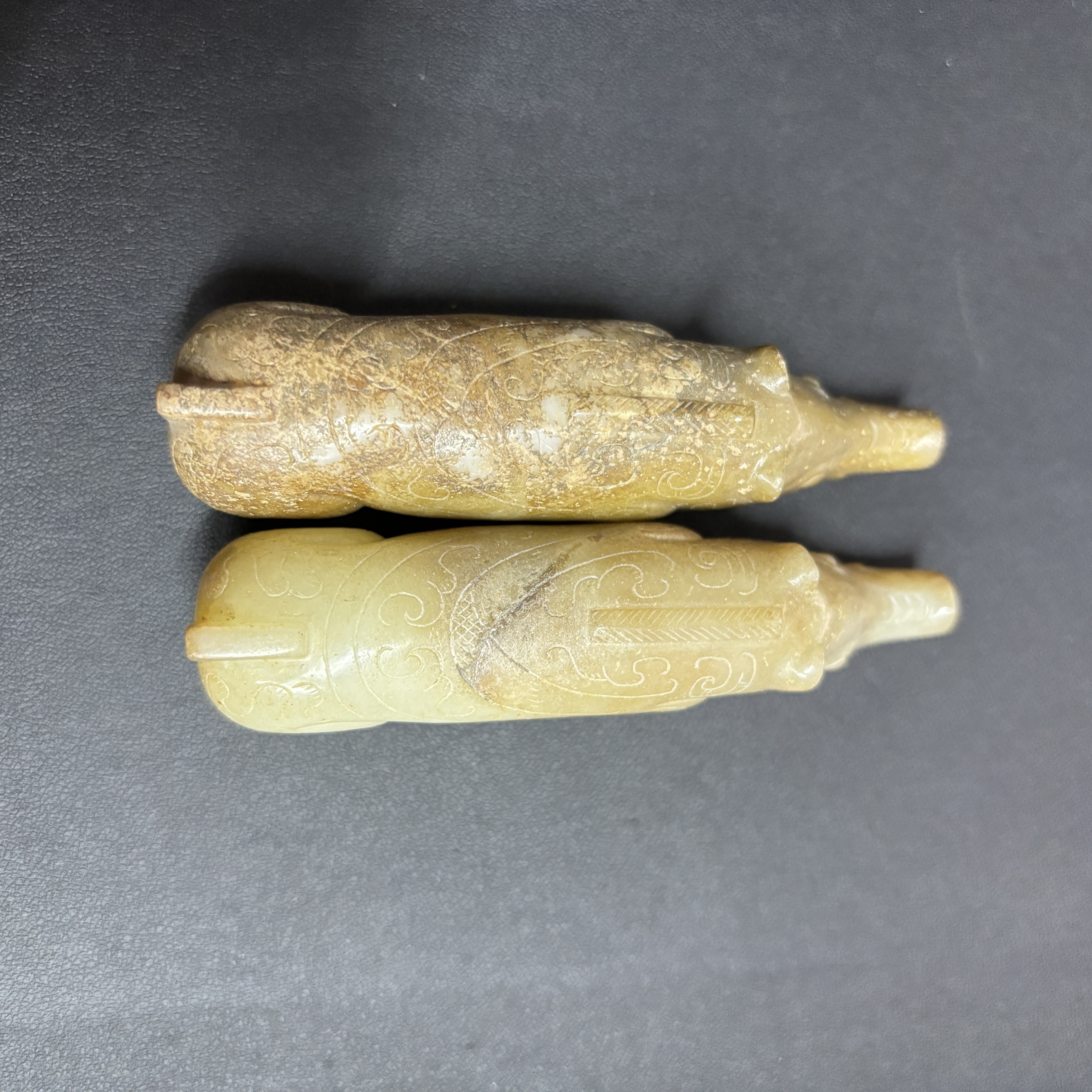 明代和田玉猪握一对-NX