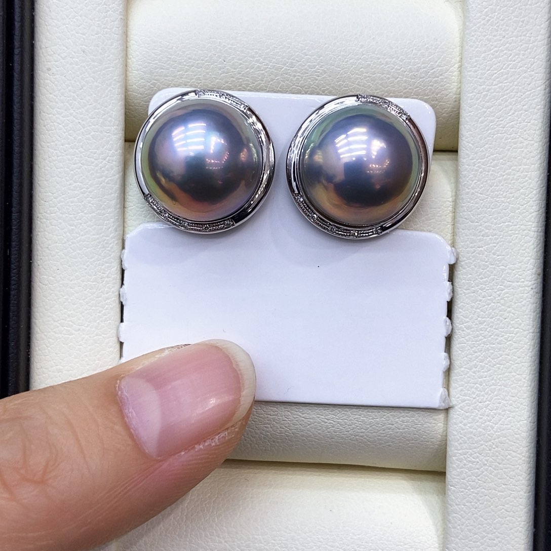 拼合珍珠（马贝珠）耳饰未镶嵌