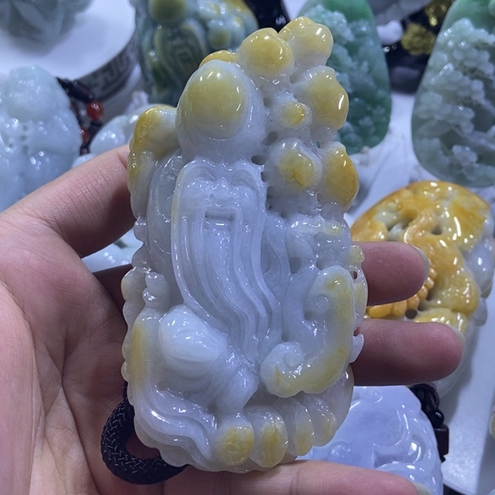 翡翠未镶嵌把件寿星