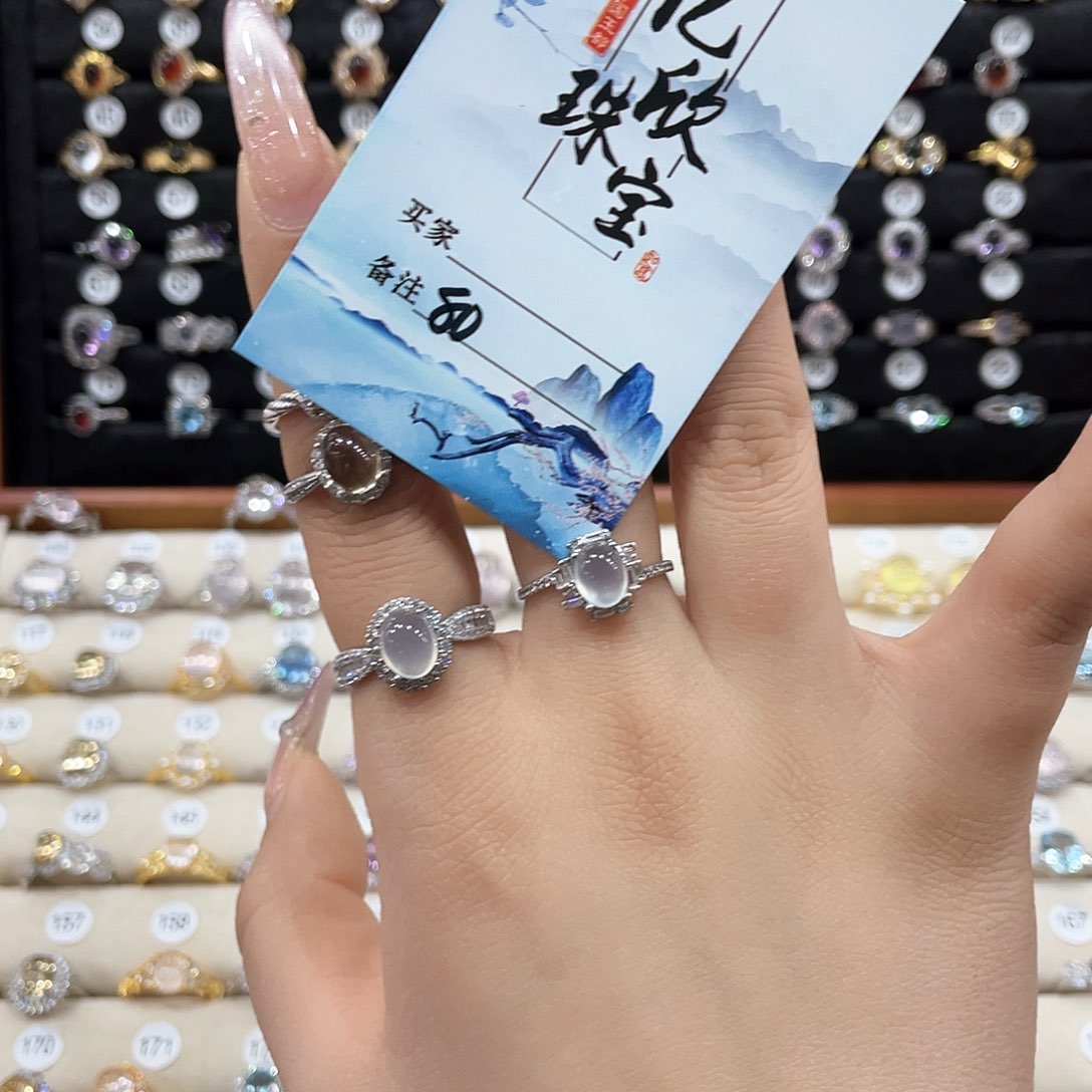 蛇纹石玉戒指银S925镶嵌好****来戒指89