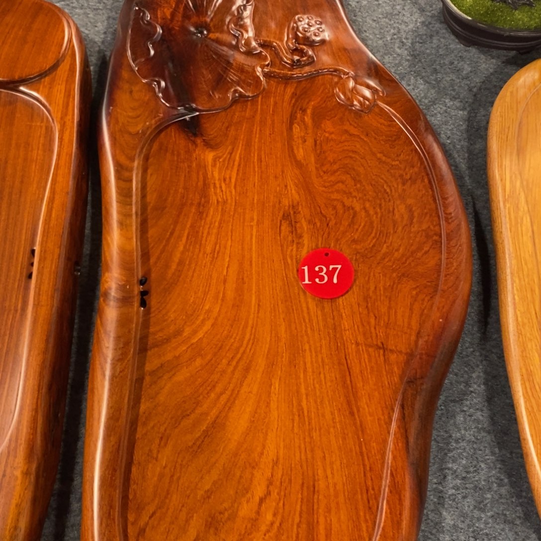 75×34缅甸花梨雕刻茶盘