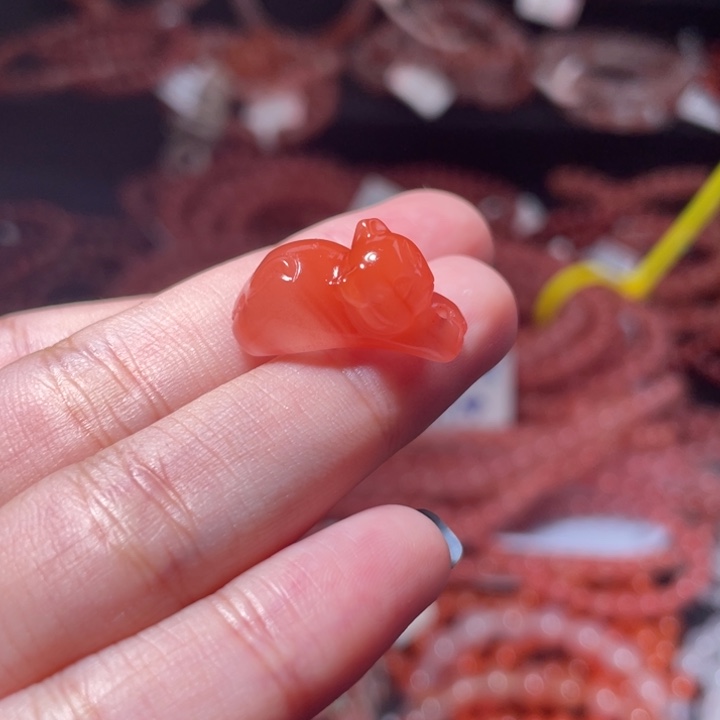 南红玛瑙未镶嵌趴趴猫2087打孔备注