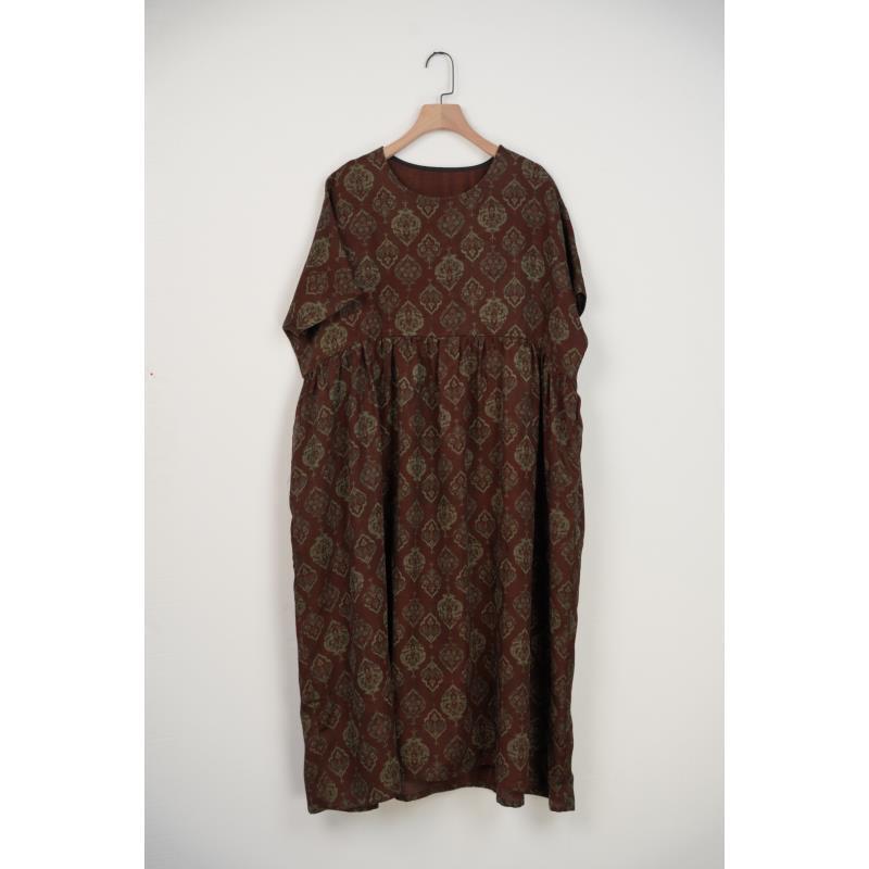 浔象丝绸短袖宽版娃娃裙加长款裙长120