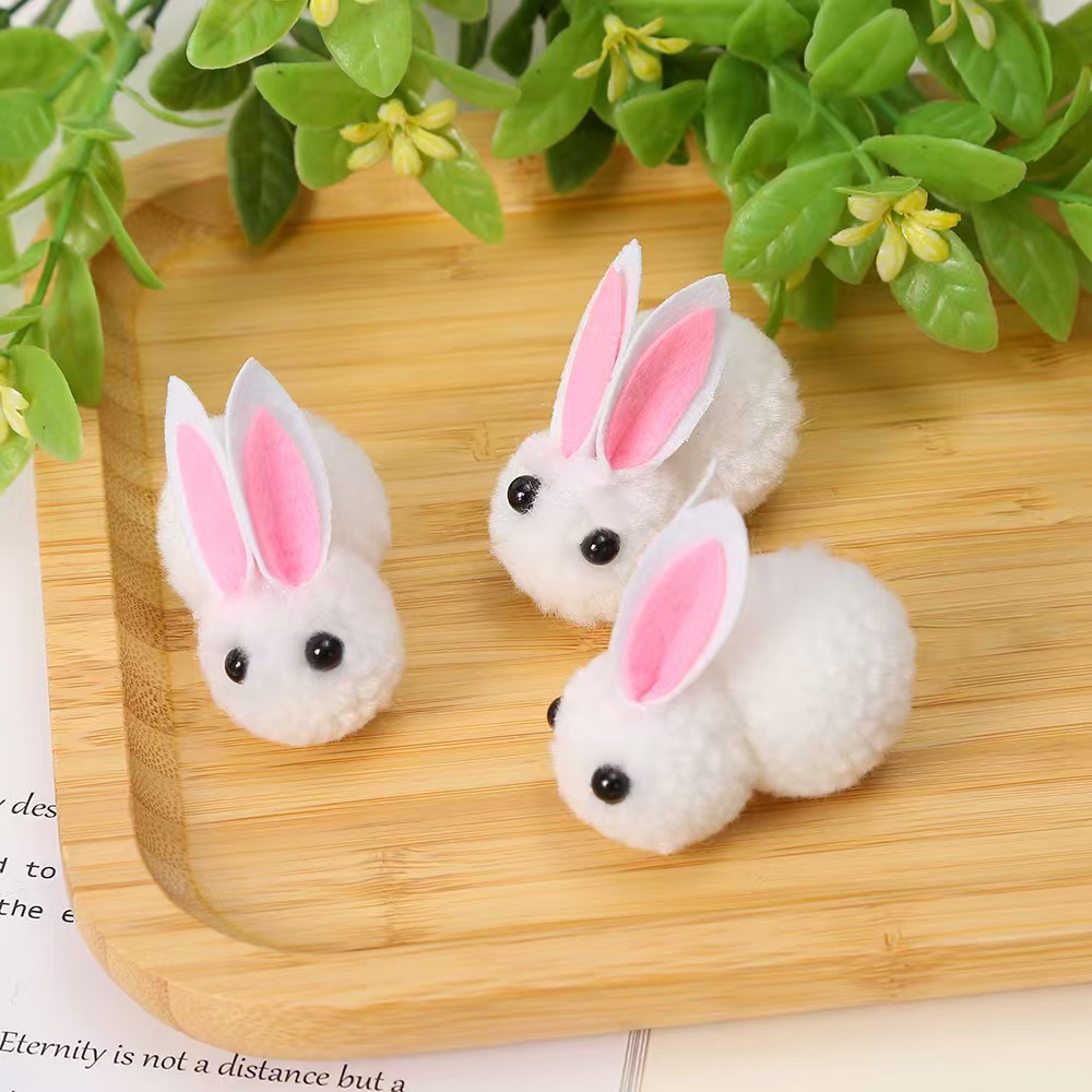 【橙悦精选】毛绒小兔子立体白色可爱娃娃迷你兔子手工DIY材料卡通