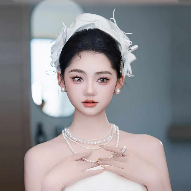 非金属布艺婚庆饰品 韩式大肠发圈高级甜美蝴蝶结丝带头饰342514