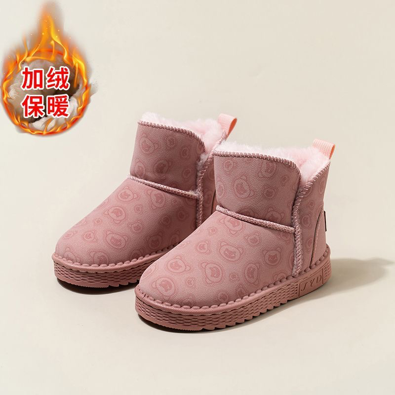 男女童雪地靴保暖靴冬季新款儿童棉鞋中大童男女孩一脚蹬加绒大棉