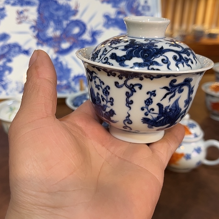 錡镇堂手工手绘盖碗