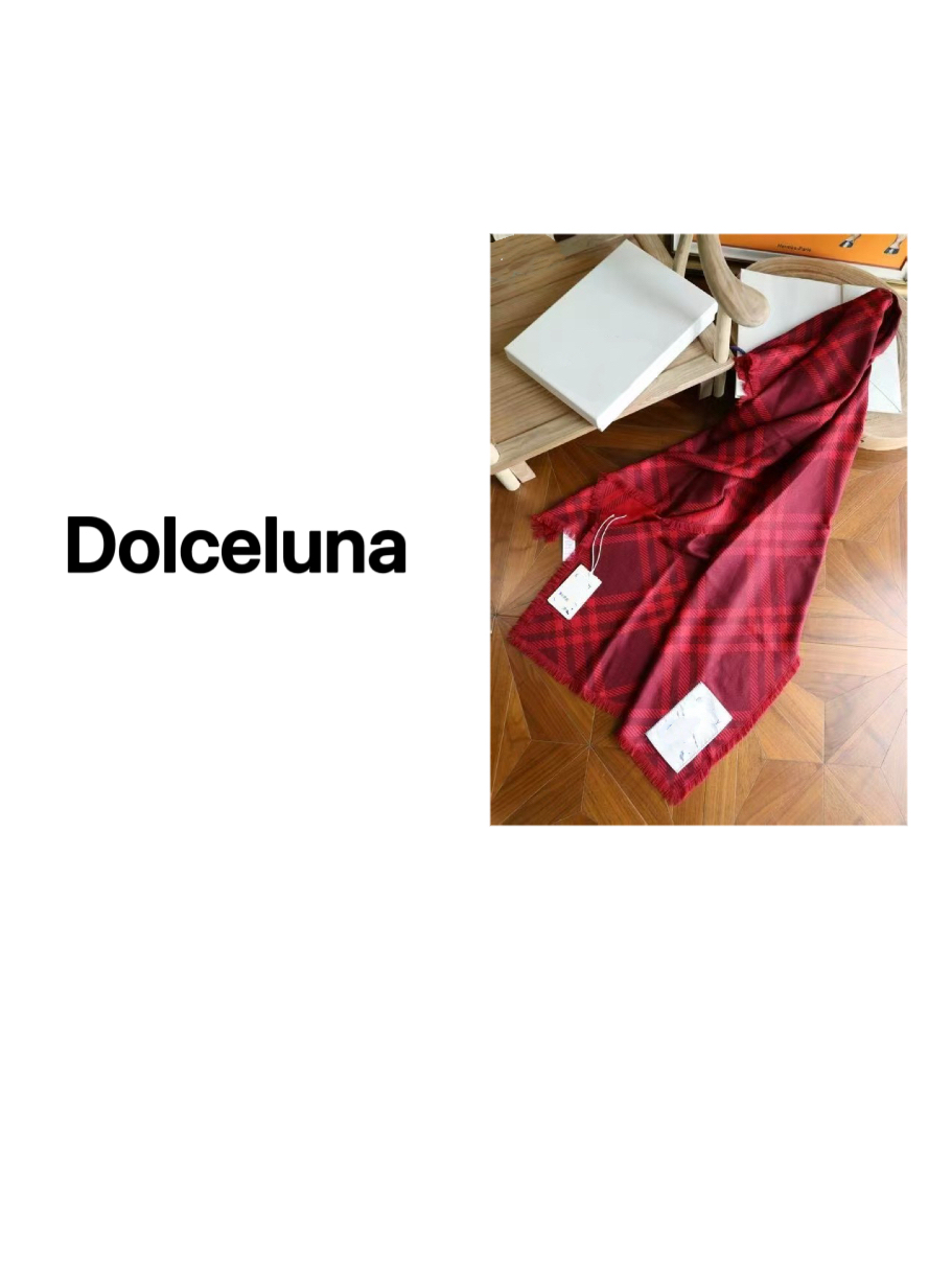 【月姐严选】秋冬格子流苏真丝羊毛百搭围巾时尚披肩-17600