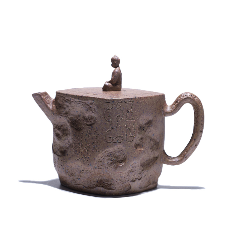 大吉羊柴烧 宜兴壶手工茶壶 本山绿泥悟空190ml徐顺伟