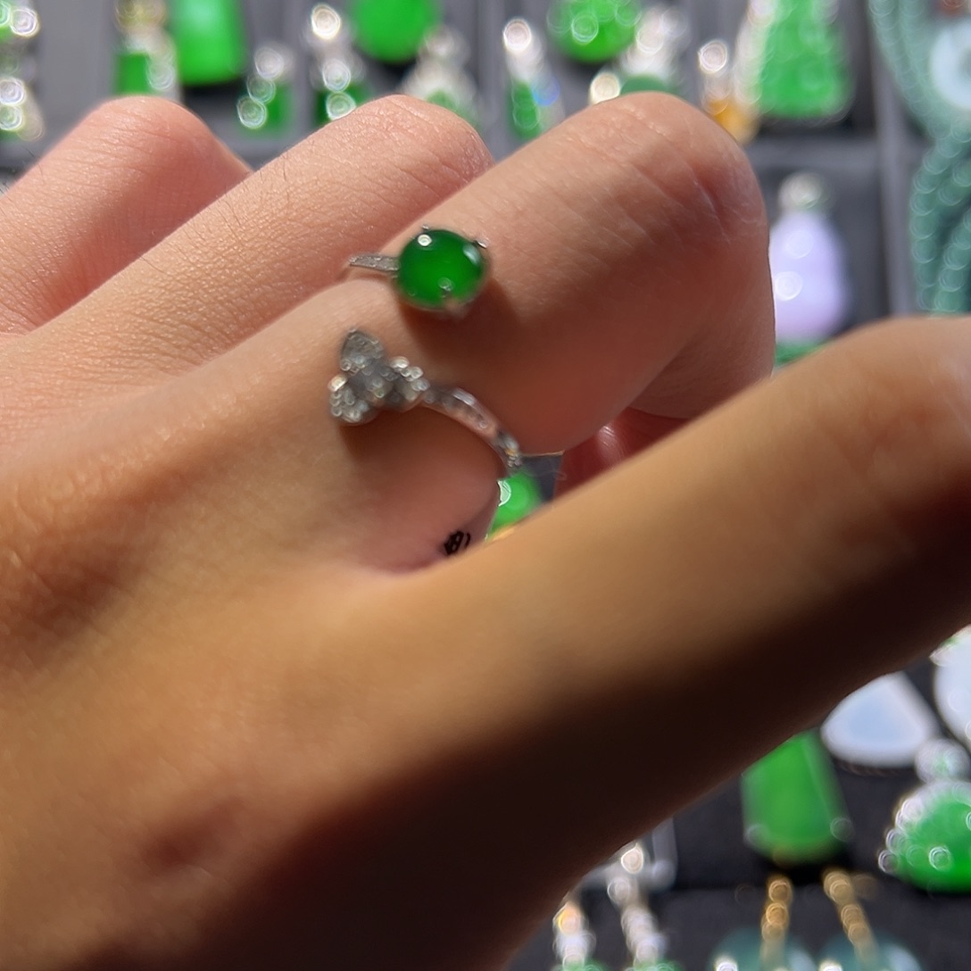 翡翠银S925镶嵌戒指