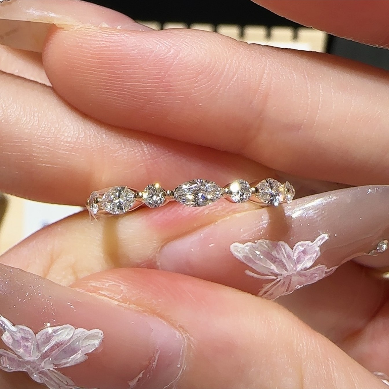 实验室培育钻石18k 培育钻石百搭马眼排戒 11-17圈