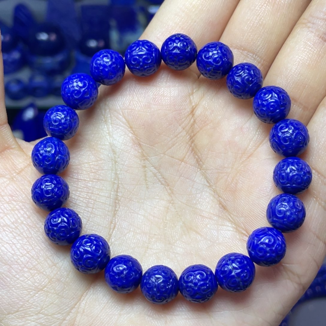 青金石未镶嵌9mm回纹手串