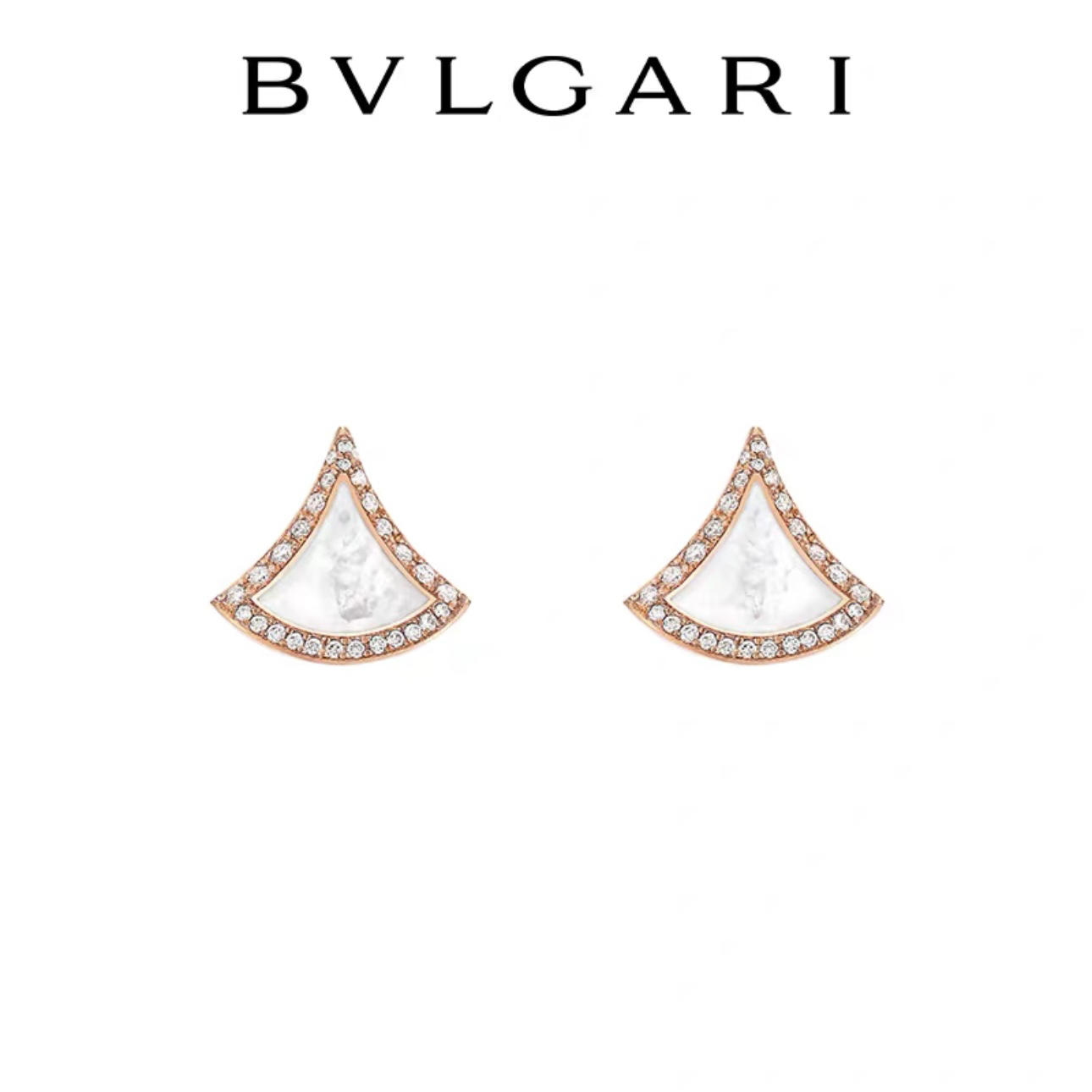 99新 BVLGARI/宝格丽 24年全套/mini扇子钻石耳钉/公价25700