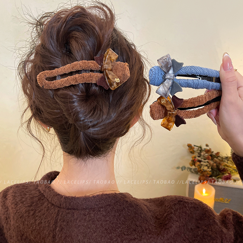 醋酸蝴蝶结鸭嘴夹发夹女后脑勺大号抓夹2025新款高端一字盘发头饰