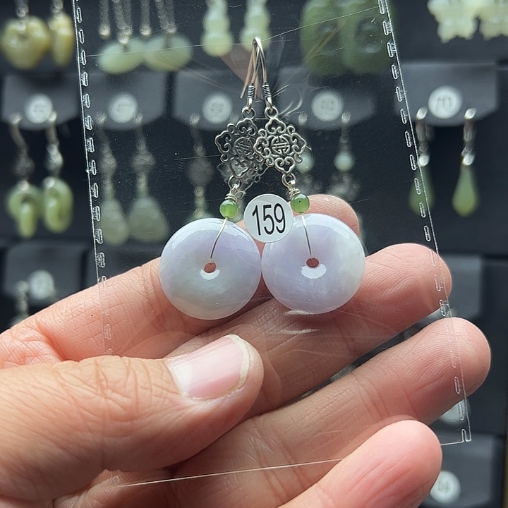 翡翠耳饰银S925镶嵌无*歌