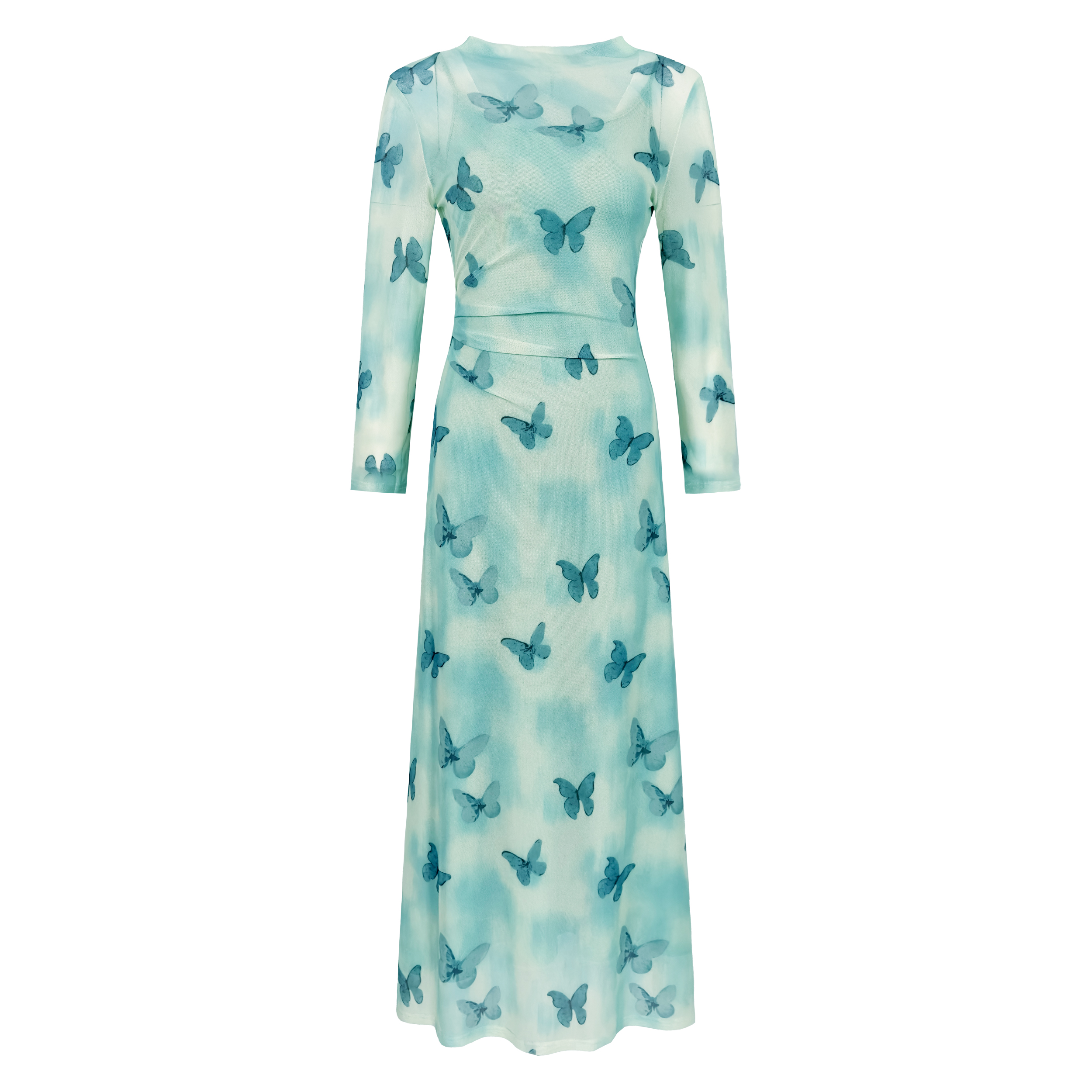 新款气质百搭印花网纱吊带连衣裙小众设计感吊带裙