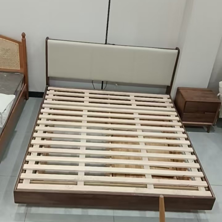 黑胡桃软靠箱体床低箱简约气压收纳双人床储物松弛感