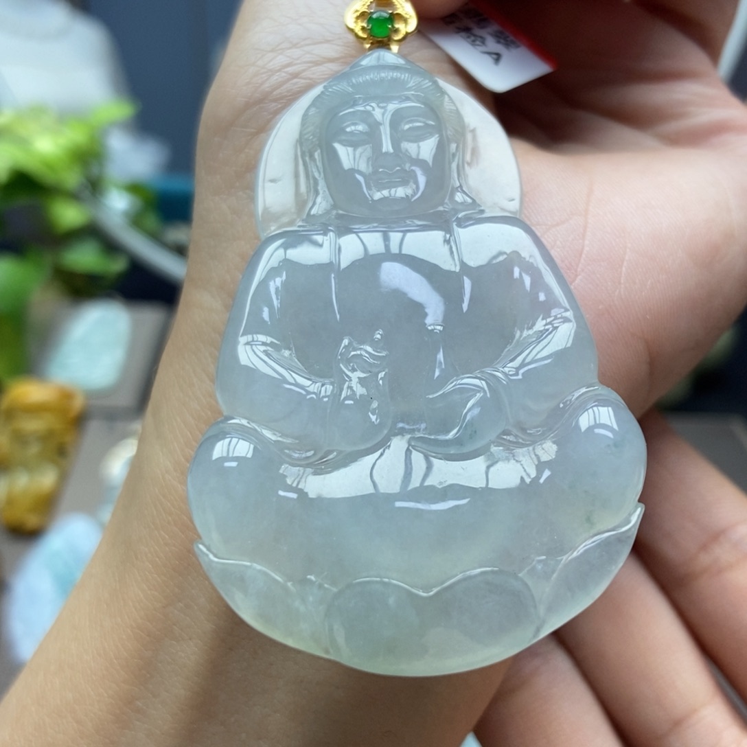 翡翠18K金镶嵌颈饰吊坠33