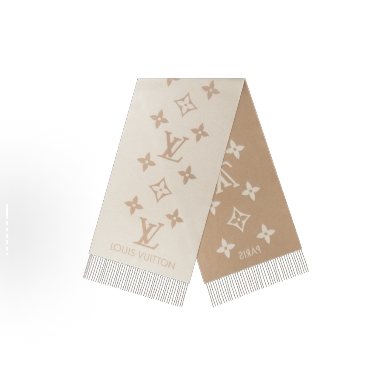 LOUIS VUITTON 字母保暖时尚 羊绒 绒线围巾 女款 棕色米色