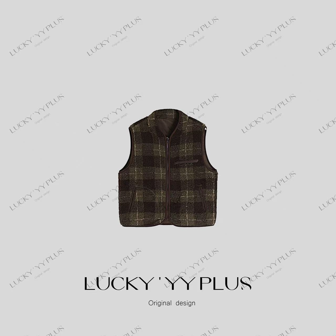 LUCKYYY高品定制格纹加厚摇粒绒百搭实用马甲B2551