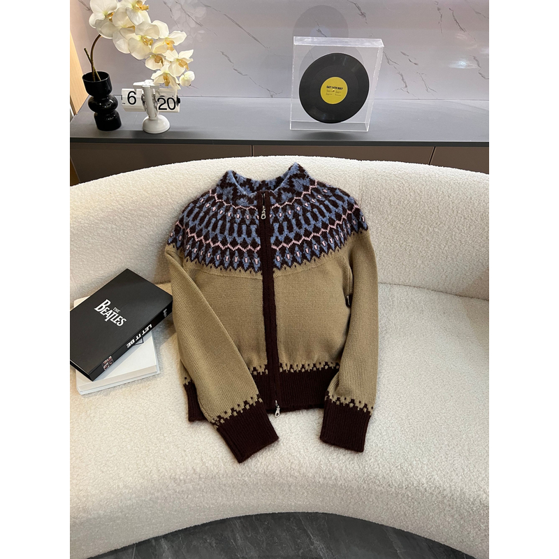 秋冬费尔岛慵懒彩色开衫厚款针织衫上衣GK-795