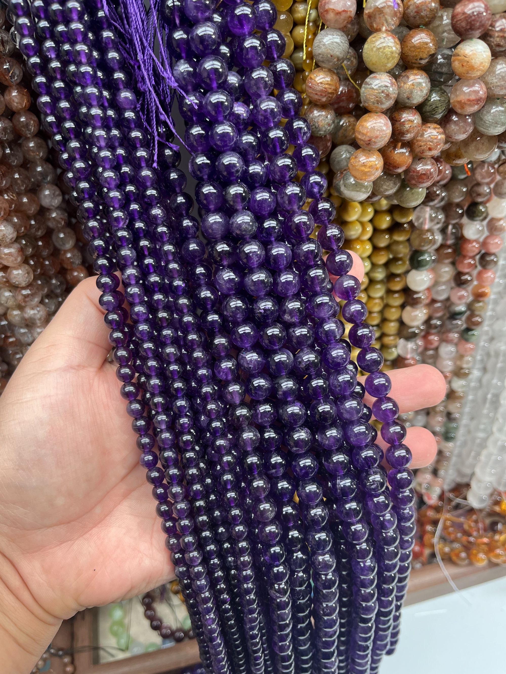 天然乌拉圭紫晶  珠宝半成品散珠diy