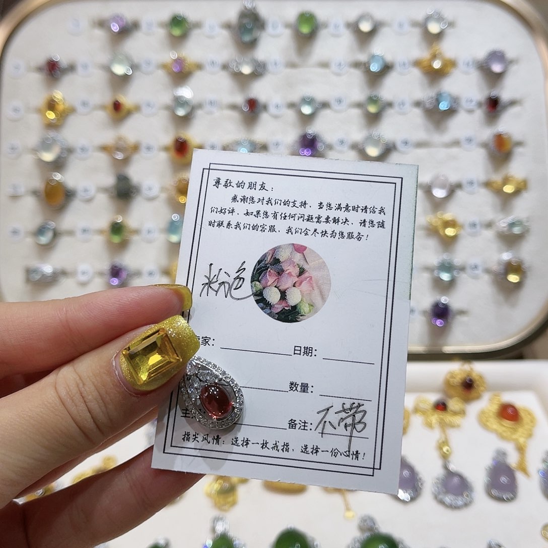 蛇纹石玉戒指银S925镶嵌