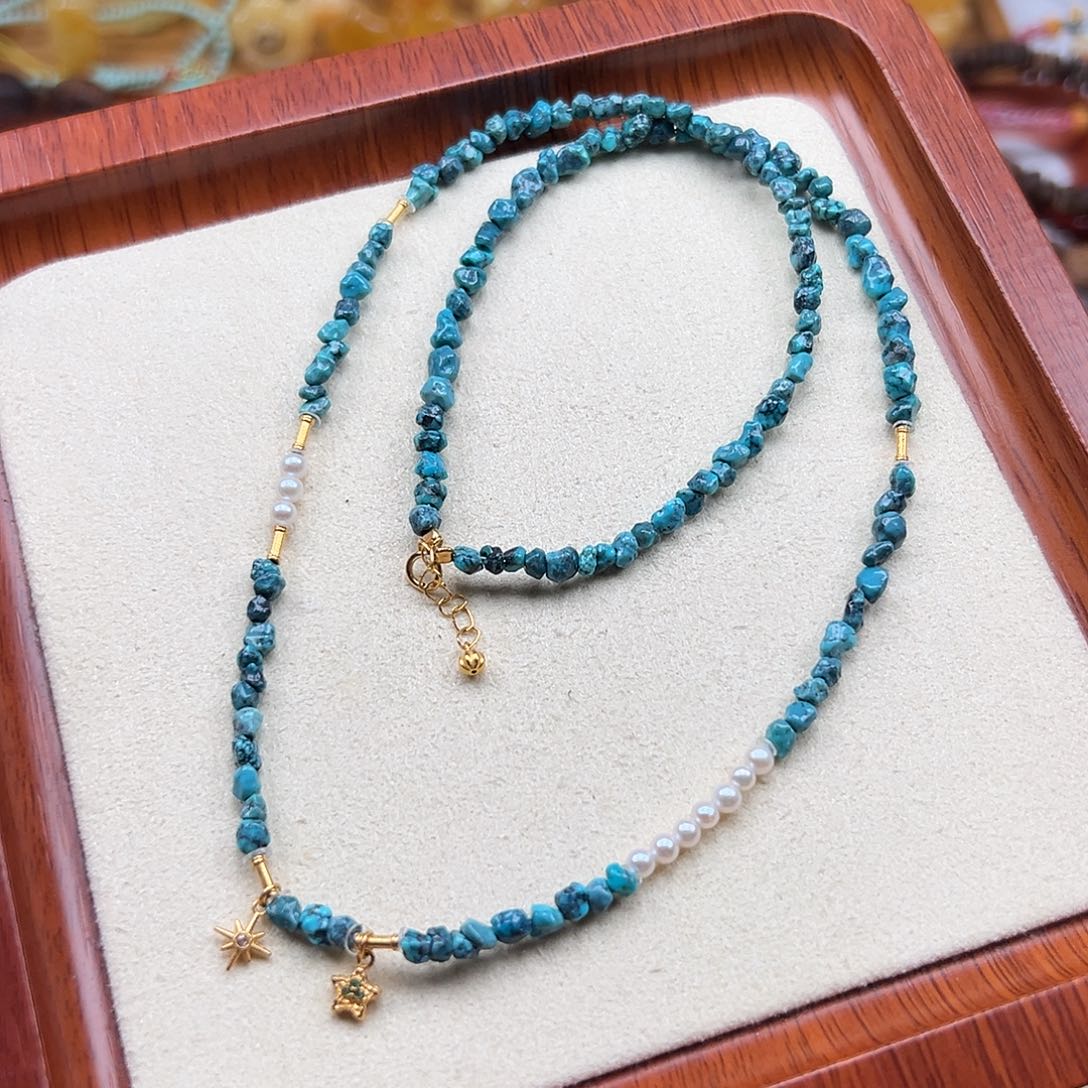 绿松石项链18K金镶嵌