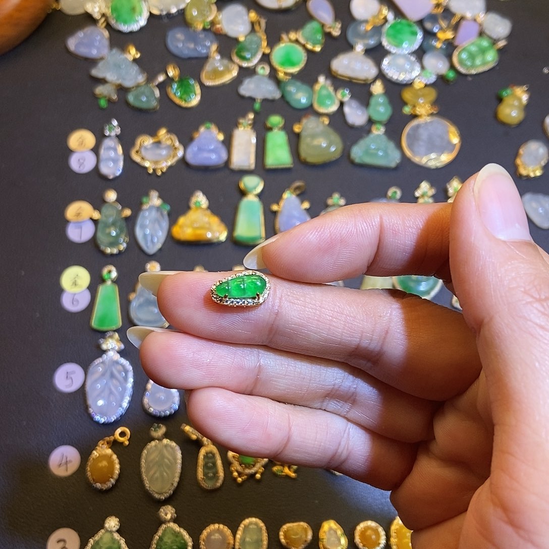 翡翠银S925镶嵌吊坠(不含链)