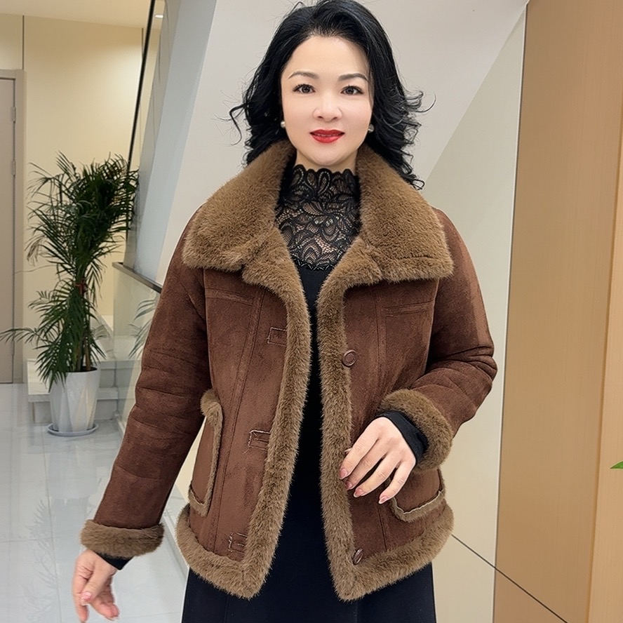 K55冬季新款时尚气质加绒加厚保暖休闲外套女士百搭