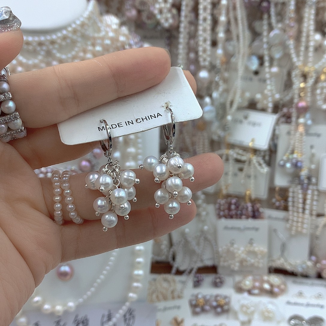 银S925镶嵌耳饰淡水珍珠