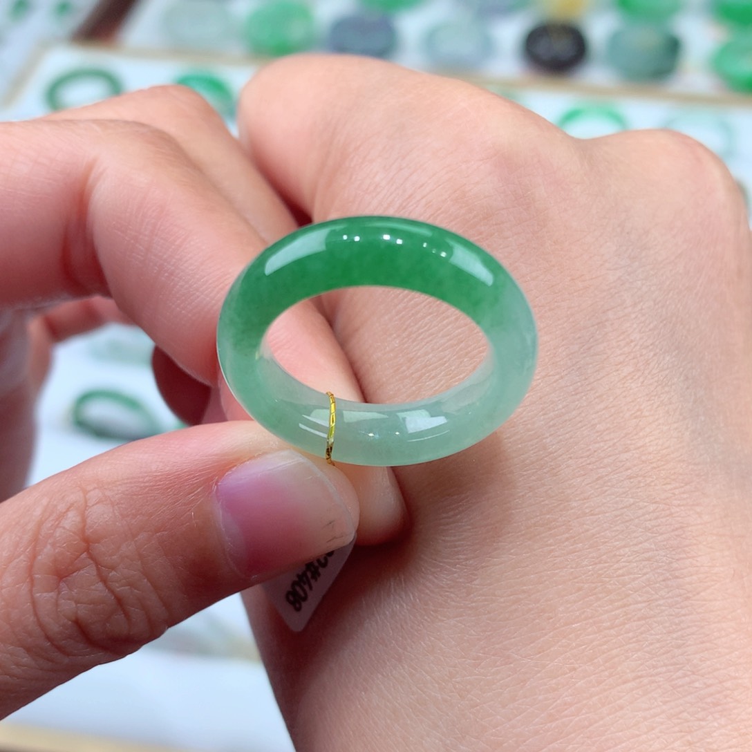 翡翠戒指未镶嵌15号冰润绿翡翠戒指