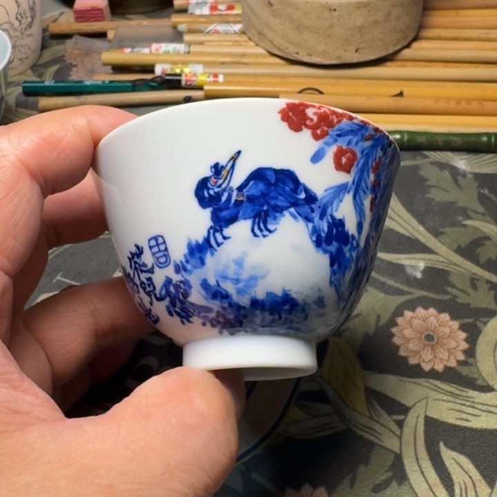 小雨山堂青花瓷杯