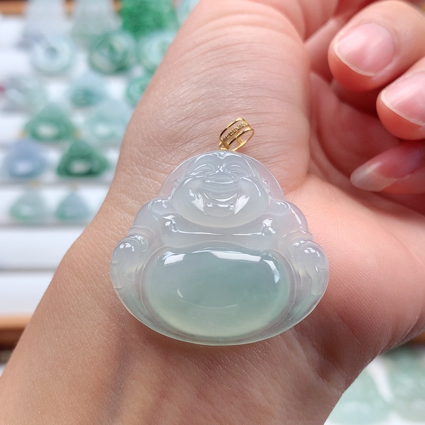 【闪购商品】翡翠吊坠(赠链)18K金镶嵌