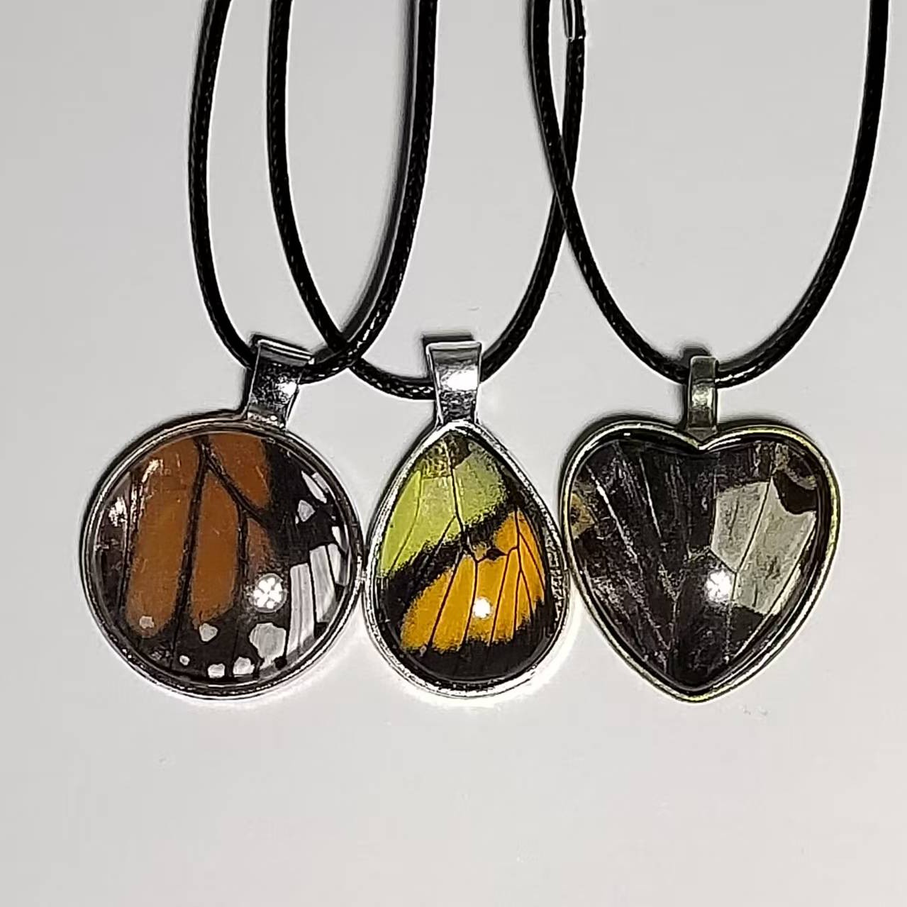 不锈钢树脂项链 蝴蝶项链真蝴蝶翅膀纯手工制作不同款式随机发