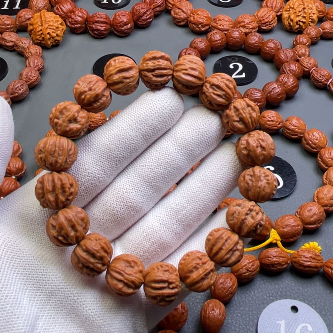 海***空手串文玩核桃野生核桃京八棱手串